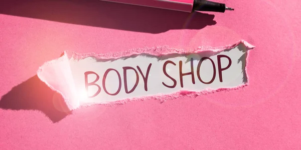 Textový Titulek Představující Body Shop Obchodní Nápad Obchod Kde Vyrábějí — Stock fotografie