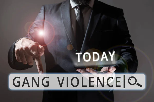 Segno Testo Che Mostra Gang Violence Word Scritto Sulla Violazione — Foto Stock