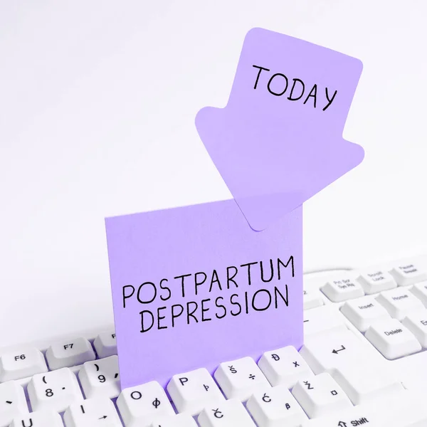 Handskrift Tecken Postpartum Depression Internet Koncept Humörstörning Som Innebär Intensiv — Stockfoto