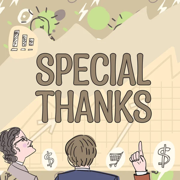 Texto Caligrafia Agradecimentos Especiais Expressão Conceito Negócio Apreciação Gratidão Reconhecimento — Fotografia de Stock