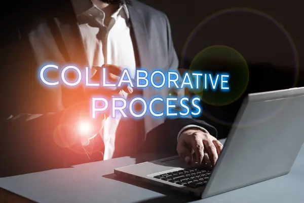 손으로 Collaborative Process Business Idea People Organizations Work Results — 스톡 사진