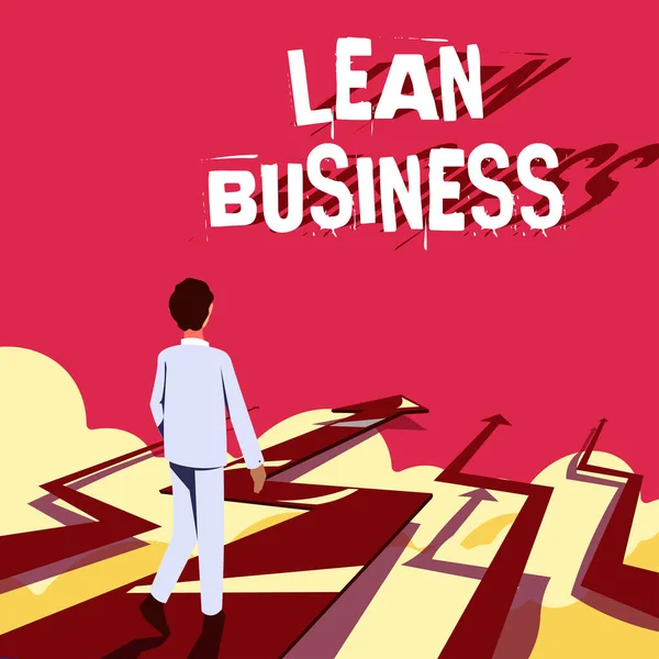 Testo Mano Lean Business Parola Miglioramento Della Minimizzazione Degli Sprechi — Foto Stock