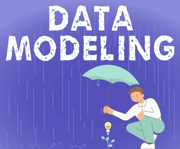 Inspiration Visar Tecken Datamodellering Word Skrivet Processen För Överföring Data — Stockfoto