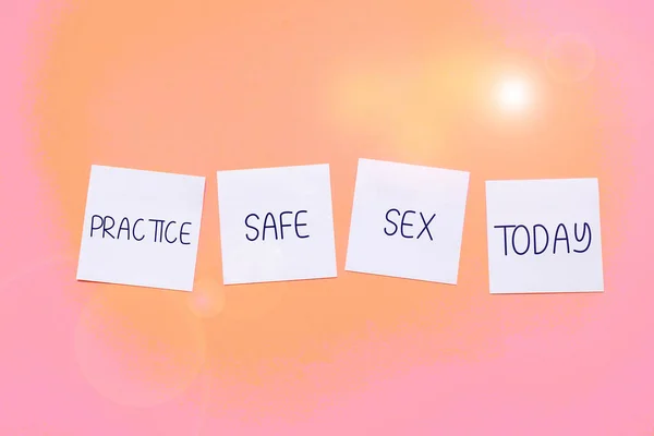 Bildunterschrift Practice Safe Sex Konzeptioneller Fotoverkehr Bei Dem Maßnahmen Zur — Stockfoto