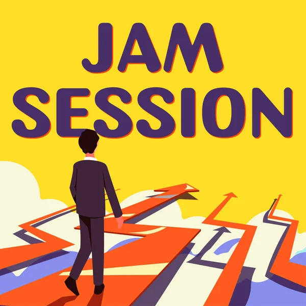 Pokaz Koncepcyjny Jam Session Internet Concept Improwizowany Występ Grupy Muzyków — Zdjęcie stockowe