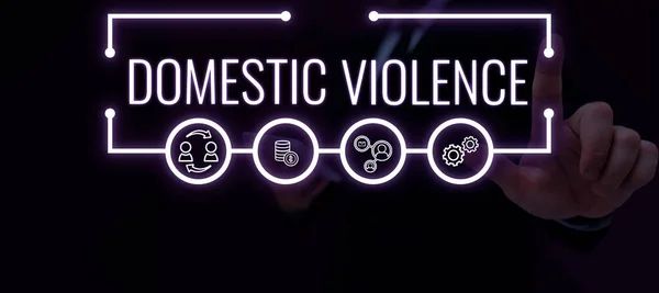 Signe Montrant Violence Domestique Les Affaires Mettent Valeur Les Comportements — Photo