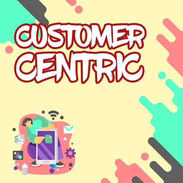 以顾客为中心的概念展示 为照顾顾客的过程提供词汇 以确保顾客的愉悦 — 图库照片