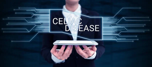 Znak Wyświetlający Celiakię Koncepcja Biznesowa Jelito Cienkie Jest Nadwrażliwy Problem — Zdjęcie stockowe