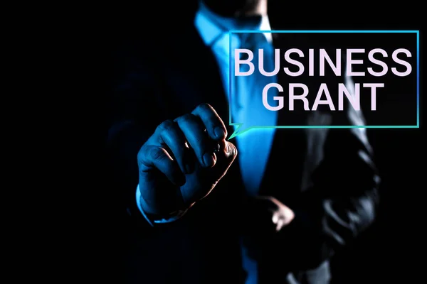 Testi Scritti Mano Business Grant Business Idea Strategie Lavoro Raggiungere — Foto Stock