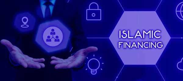 Textová Značka Zobrazující Islámské Financování Koncepce Znamená Bankovní Činnost Investice — Stock fotografie
