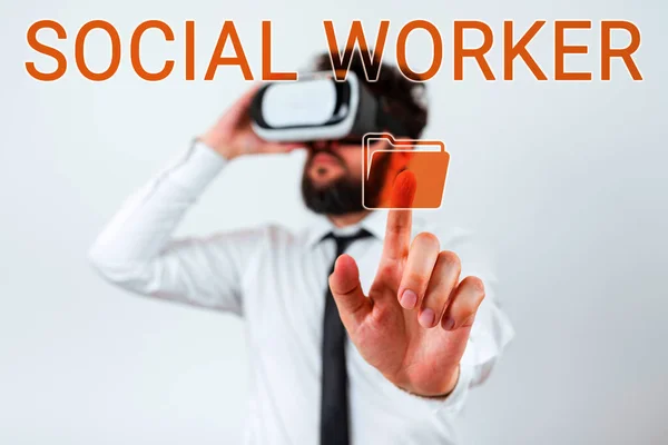 Text Sign Showing Social Worker Conceptual Photo Assistance State People — Stock Photo, Image
