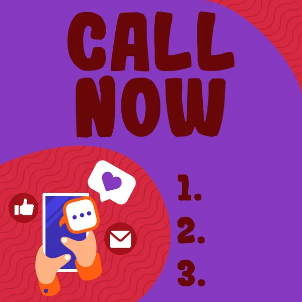Szöveg Megjelenítése Call Now Concept Jelentése Azonnal Lépjen Kapcsolatba Egy — Stock Fotó