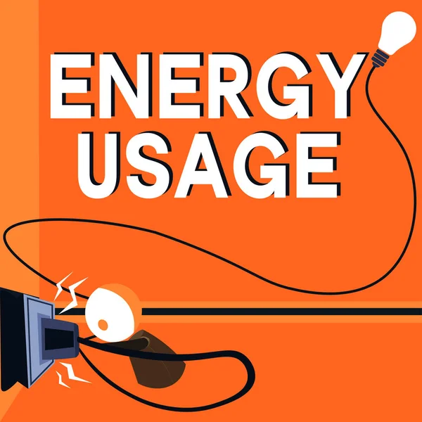 Textový Nápis Znázorňující Spotřebu Energie Obchodní Přístup Množství Energie Spotřebované — Stock fotografie