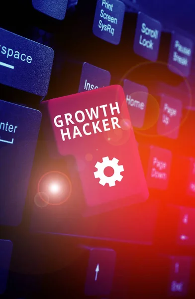 Text Som Visar Inspiration Growth Hacker Business Showcase Allmänhet Att — Stockfoto
