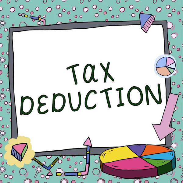 Tekstbord Met Belastingaftrek Word Geschreven Bedrag Afgetrokken Van Het Inkomen — Stockfoto