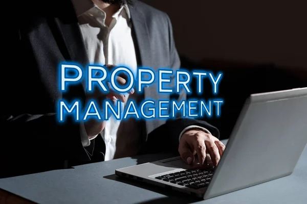 Szöveg Megjelenítése Property Management Internet Concept Létesítmény Ingatlanvagyonának Megőrzése — Stock Fotó