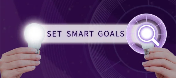 Konzeptionelle Bildunterschrift Smart Goals Word Written Etablieren Erreichbarer Ziele Gute — Stockfoto