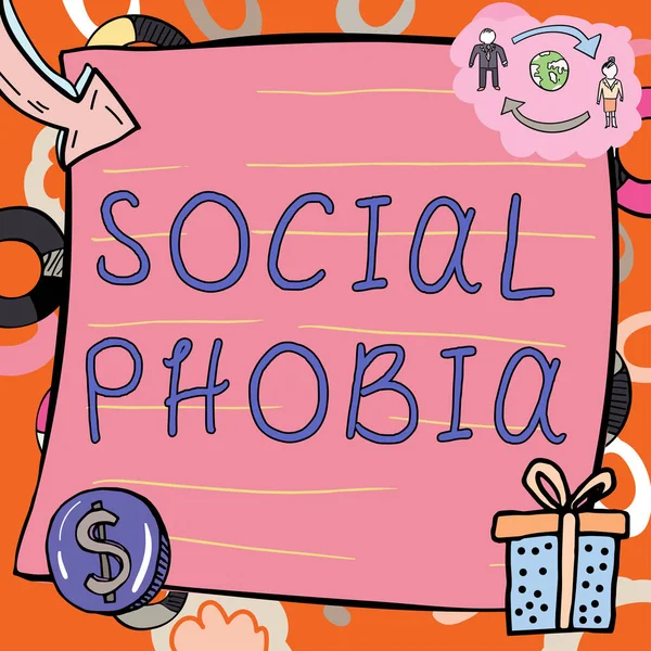 Escribiendo Mostrando Texto Fobia Social Concepto Internet Miedo Abrumador Situaciones — Foto de Stock