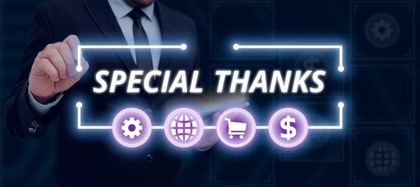 Textschild Mit Special Danke Business Schaufenster Ausdruck Der Wertschätzung Oder — Stockfoto