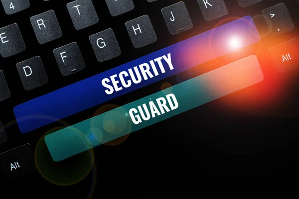 Biztonsági Gárdát Bemutató Szöveges Felirat Koncepció Amely Több Biztonsági Alkalmazás — Stock Fotó