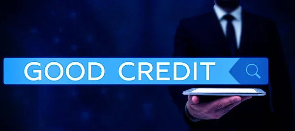 stock image Text caption presenting Good Credit, Business concept borrower has a relatively high credit score and safe credit risk