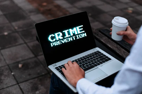 Texto Que Mostra Inspiração Prevenção Crime Ideia Negócio Ações Infracionais — Fotografia de Stock
