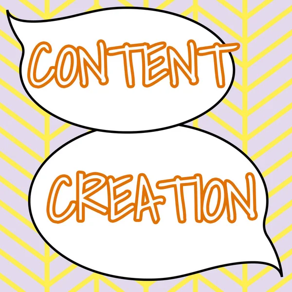 Teksten Weergeven Content Creation Conceptuele Fotobijdrage Van Informatie Aan Digitale — Stockfoto