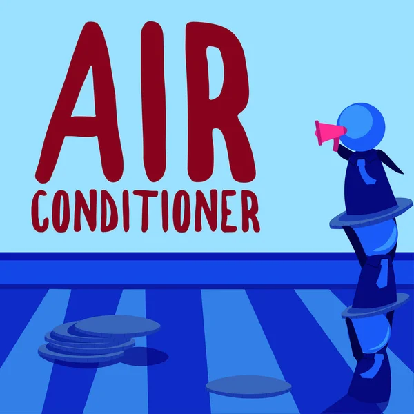 文字显示空调机 洗涤空气及控制湿度及温度的商业进场装置 — 图库照片