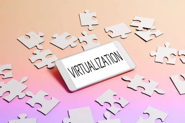 Texto Caligrafia Virtualização Aplicação Foto Conceitual Ambiente Virtual Para Jogos — Fotografia de Stock