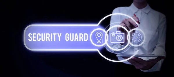Scrierea Afişării Textului Security Guard Word Scris Instrumente Utilizate Pentru — Fotografie, imagine de stoc