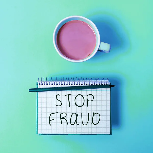 Teks Tulisan Tangan Stop Fraud Kampanye Pendekatan Bisnis Menganjurkan Orang — Stok Foto