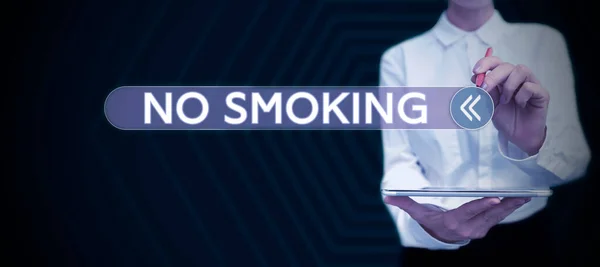 Texto Que Mostra Inspiração Proibido Fumar Palavra Para Usar Tabaco — Fotografia de Stock