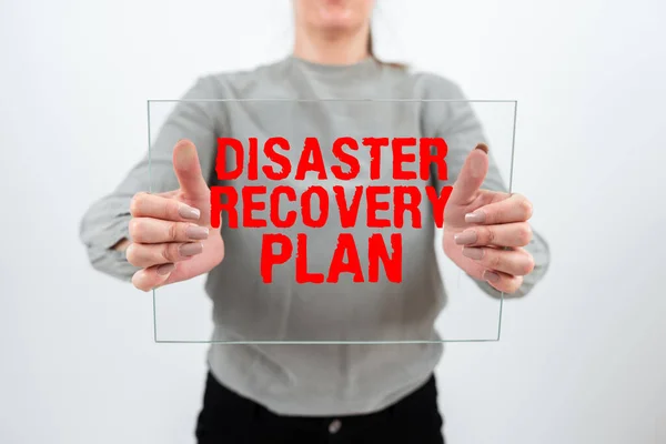 Sign Displaying Disaster Recovery Plan Conceptual Photo Having Backup Measures — Stock Photo, Image