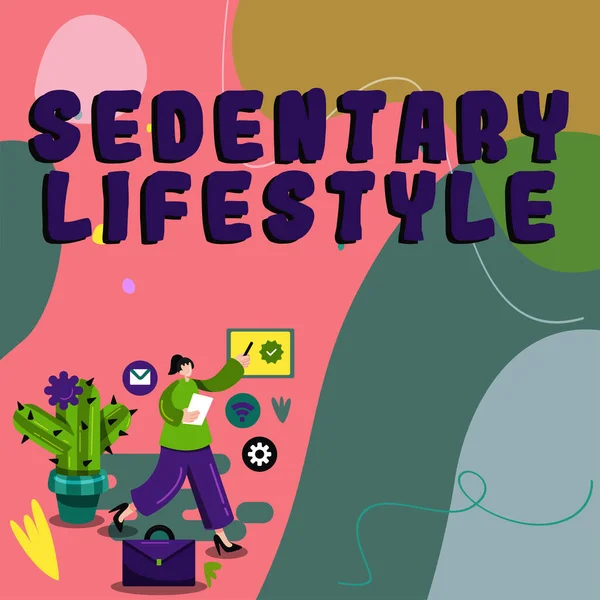 Tekst Bijschrift Presenteren Sedentary Lifestyle Word Written Ways Means Life — Stockfoto