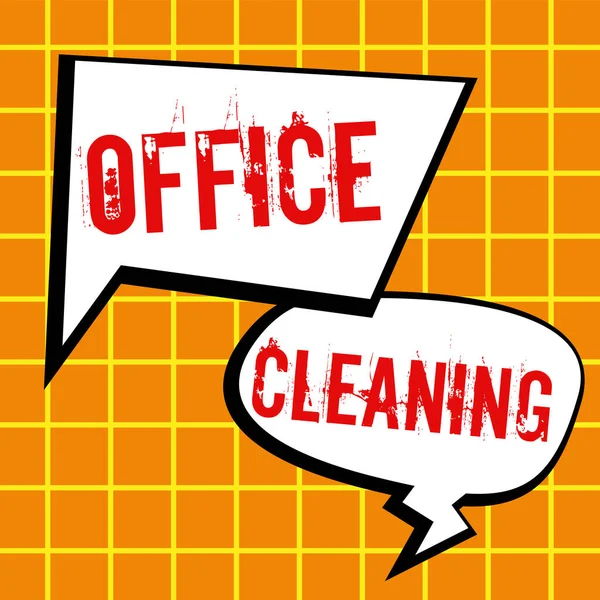 Znak Pisma Ręcznego Sprzątanie Biura Koncepcja Biznesowa Działania Lub Proces — Zdjęcie stockowe