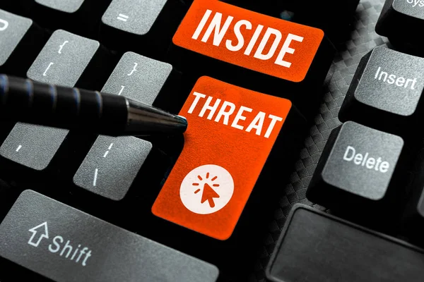 stock image Conceptual caption Inside Threat, Word Written on Information that only an insider would have Real information