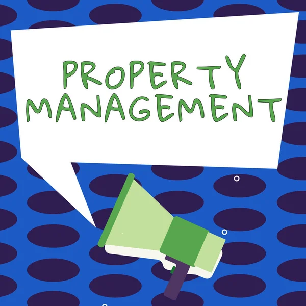 Правообладатель Иллюстрации Property Management Означающей Контроль Над Недвижимостью — стоковое фото
