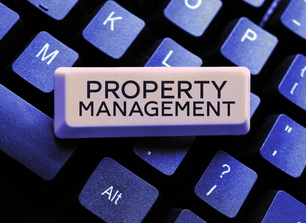 Inspiráció Mutató Jel Property Management Word Írt Felügyelete Ingatlan Megőrzött — Stock Fotó