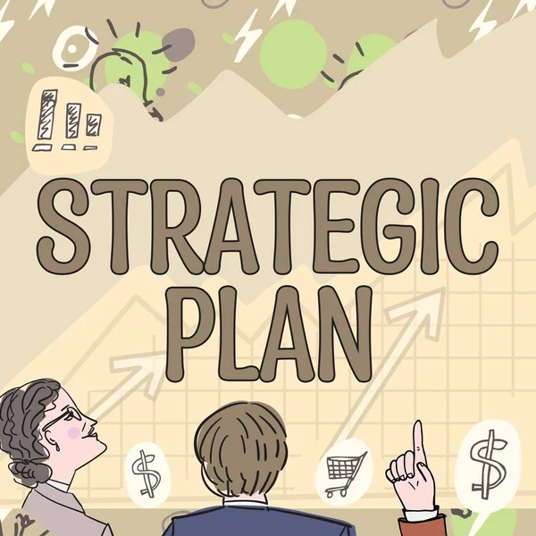 Bildunterschrift Strategischer Plan Konzept Ein Prozess Der Strategiefindung Und Entscheidungsfindung — Stockfoto