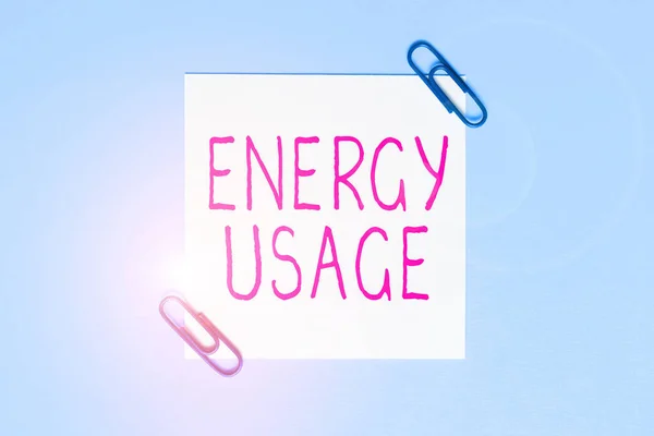 Sinal Texto Mostrando Uso Energia Conceito Significando Quantidade Energia Consumida — Fotografia de Stock
