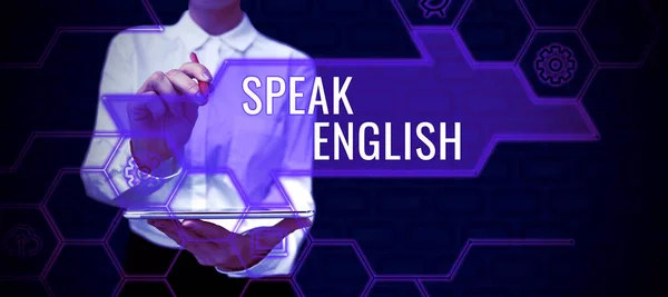 Εγγραφείτε Εμφανίζοντας Speak Αγγλικά Word Γράφτηκε Στις Μελέτη Μια Άλλη — Φωτογραφία Αρχείου