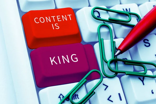 Writing displaying text Content Is King, Internet Concept Content is the heart of todays marketing strategies