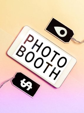 El yazısı işareti Fotoğraf Booth, iş konsepti fotoğraf paylaşımı ve blog biçiminde yayınlama