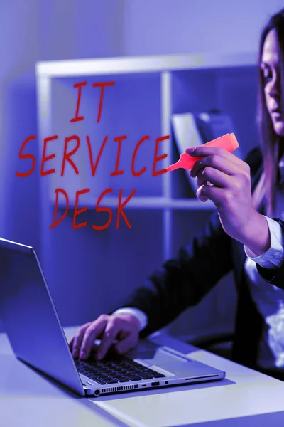 Textový Nápis Zobrazující Service Desk Business Overview Technologická Podpora Online — Stock fotografie