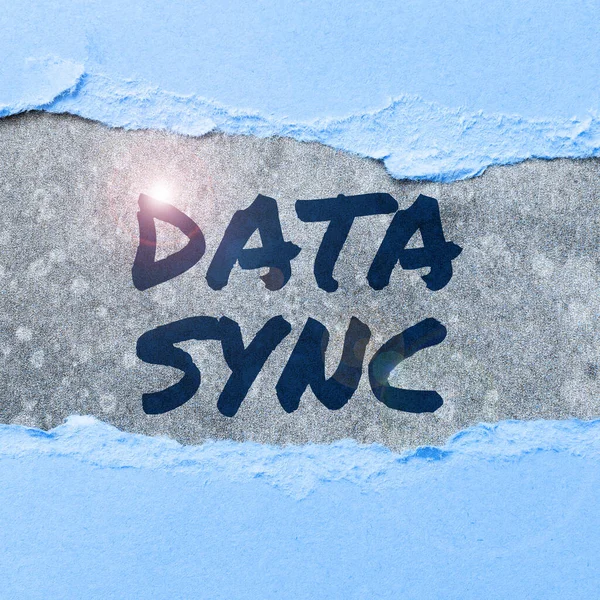 Inspiráló Szöveg Data Sync Üzleti Ötlet Adatok Amelyek Folyamatosan Generált — Stock Fotó