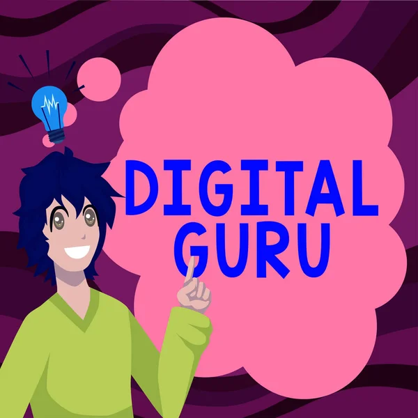 Hand Writing Sign Digital Guru Business Overview Teacher Intellectual Guide — Stock Photo, Image