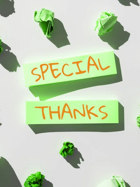 Sinal Que Mostra Agradecimentos Especiais Expressão Conceitual Foto Apreciação Gratidão — Fotografia de Stock