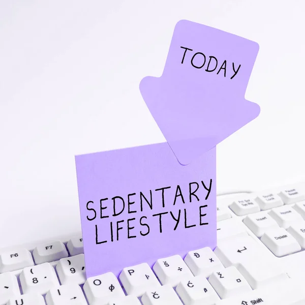 Konceptuell Bildtext Sedentary Lifestyle Affärsidé Sätt Och Livsmedel Inblandade Mycket — Stockfoto