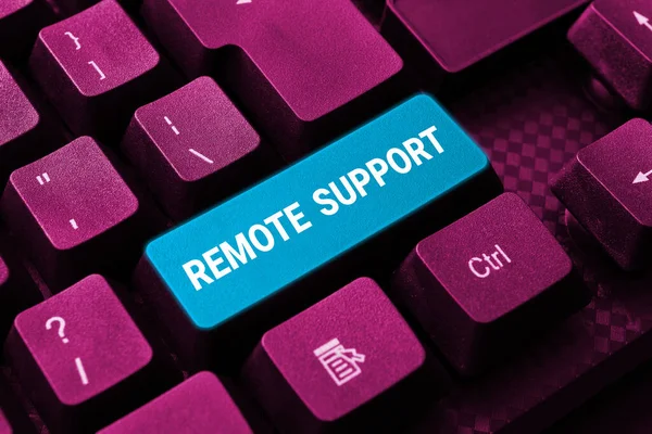 Inspiráció Mutató Jel Remote Support Koncepció Jelentése Segít Végfelhasználóknak Megoldani — Stock Fotó