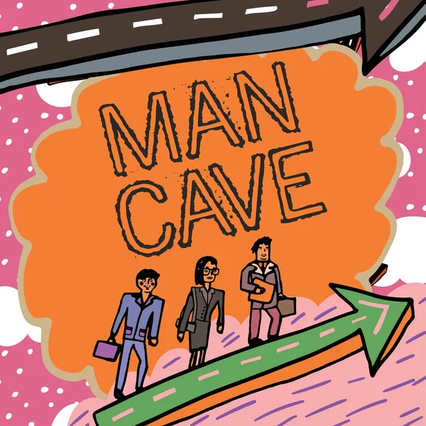 概念表示 男性の洞窟 ビジネスのアイデア男性のために予約された住居の部屋 スペースまたは領域 — ストック写真
